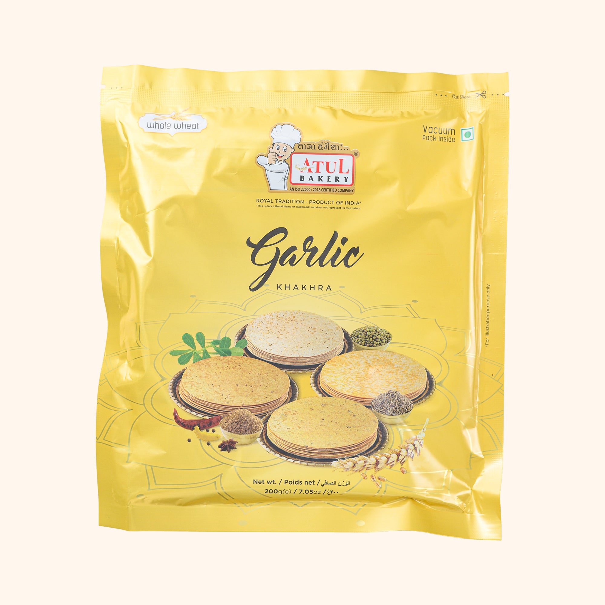 Atul Bakery Garlic Khakhra || Ready to Eat Snacks || PRODUCT OF INDIA || Whole Wheat